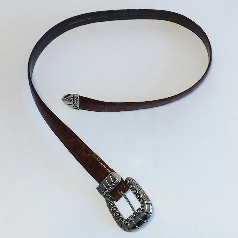 Captiva brown leather silver buckle belt